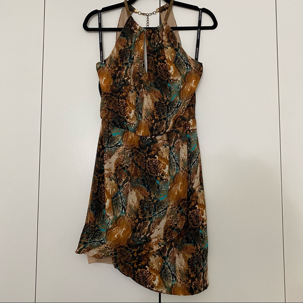 Bisou Bisou Animal Print Dress w Gold Chain